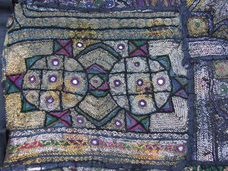 Sari patchwork hanging detail