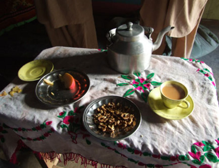 Tea and walnuts